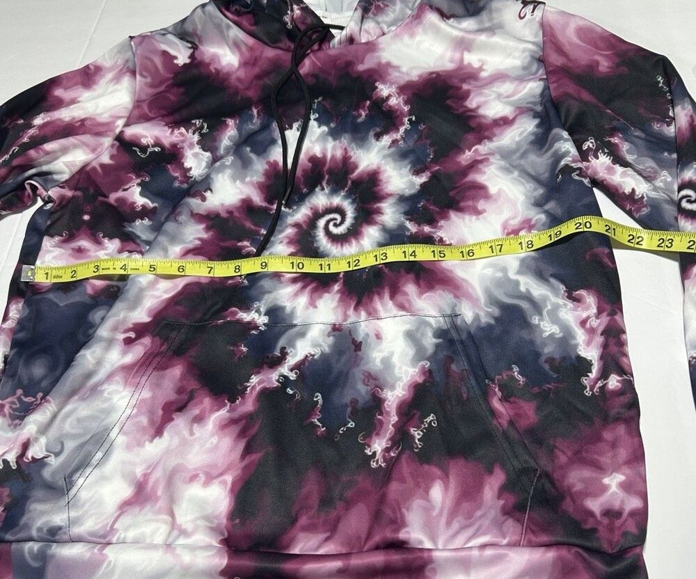Women's Purple and Black Spiral Tie-Dye Hoodie Size Small Light Weight - Picture 3 of 6